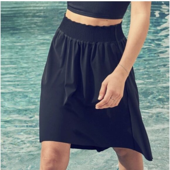 Athleta Black Cosmic Size XS High low hem elastic waist zippered pockets - Picture 1 of 7